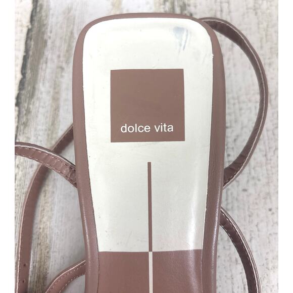 Dolce Vita Women’s 9.5 Tan Baylor Leather Kitten Heel Ankle Buckle Sandal Shoes - Picture 7 of 9